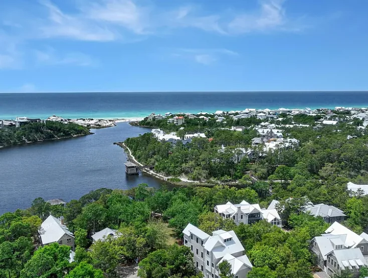 Draper Lake, the village, and the Gulf beyond